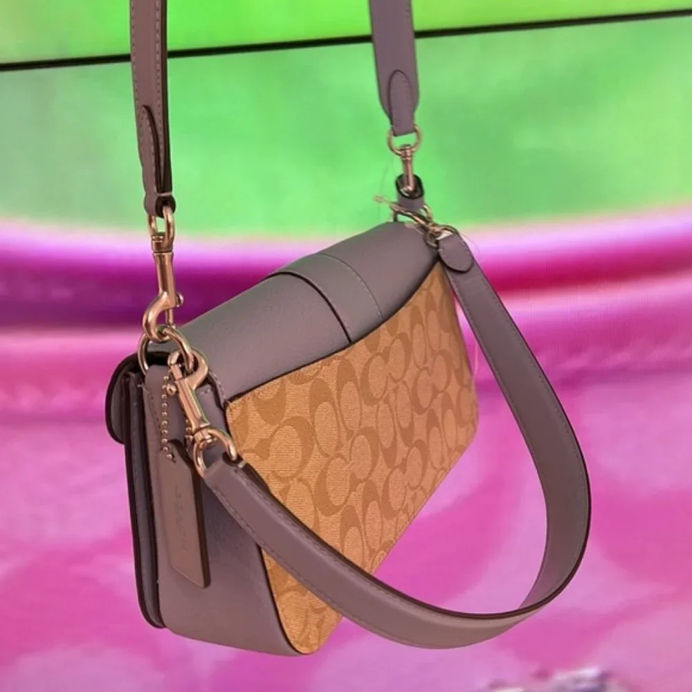 Coach Georgie Shoulder Bag In Signature Canvas Light Khaki / Marble Blue - Picture 9 of 16